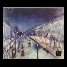 Paris Boulevard Monmarte at Night, Oil on Canvas Painting